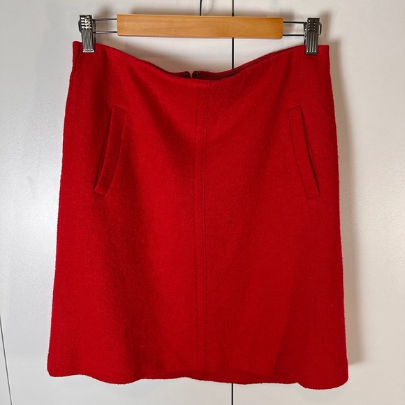 Ann Taylor Red Wool Blend A-Line Mini Skirt with Pockets - Picture 1 of 9